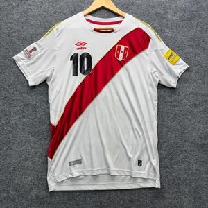 Umbro Peru National Team Soccer Jersey Men Large White Short Sleeve World Cup